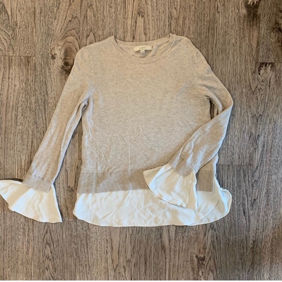 LOFT Sweaters - LOFT wool ruffle cuff 2 in 1 sweater